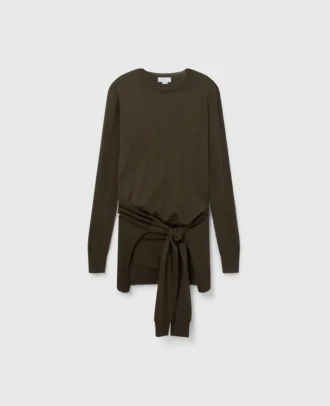 Tie-Front Crewneck Sweater