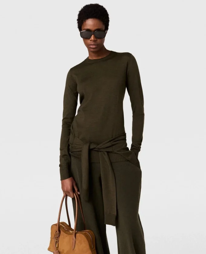 Tie-Front Crewneck Sweater Tie-Front Crewneck Sweater