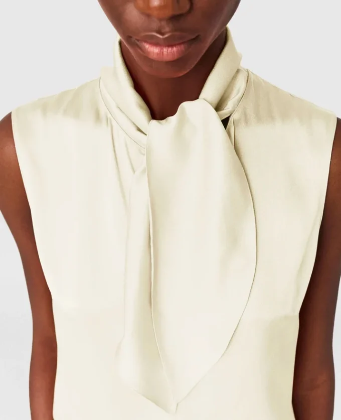 Tie-Neck Sleeveless Satin Top Tie-Neck Sleeveless Satin Top