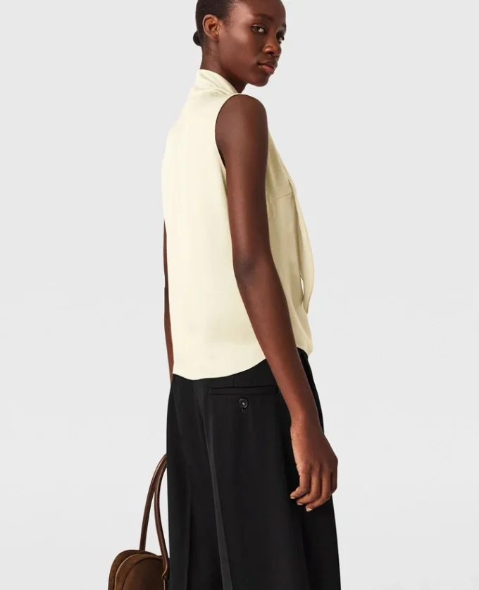 Tie-Neck Sleeveless Satin Top Tie-Neck Sleeveless Satin Top