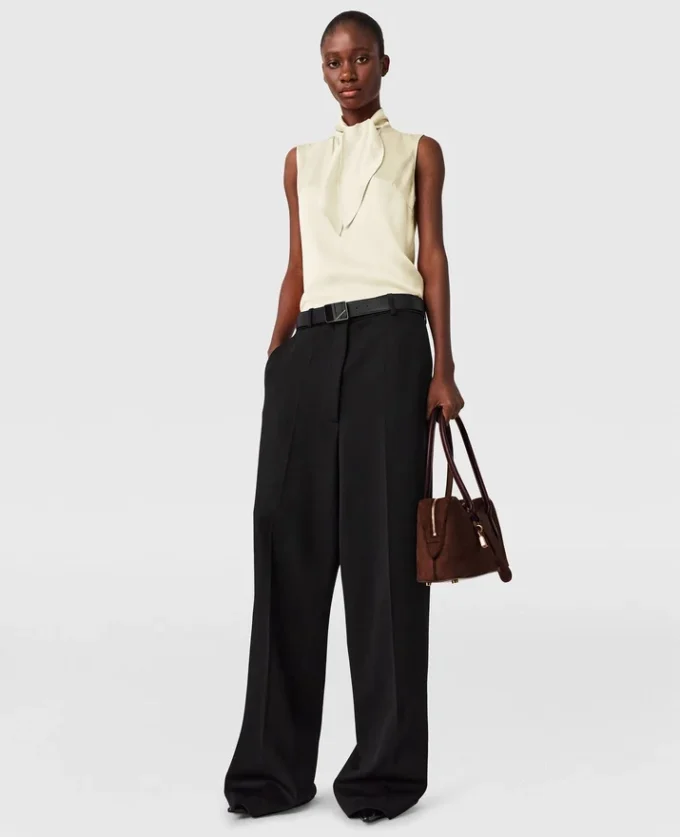 Tie-Neck Sleeveless Satin Top Tie-Neck Sleeveless Satin Top
