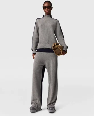 Wide-Leg Contrast Panel Trousers