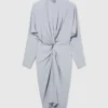 Twist-Front Long-Sleeved Midi Dress Twist-Front Long-Sleeved Midi Dress