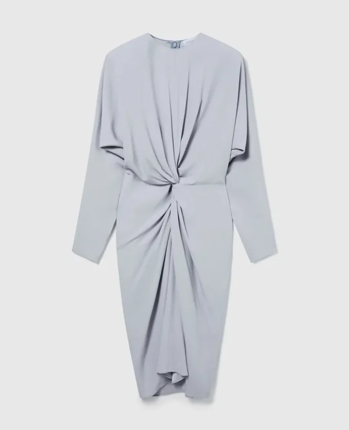 Twist-Front Long-Sleeved Midi Dress Twist-Front Long-Sleeved Midi Dress