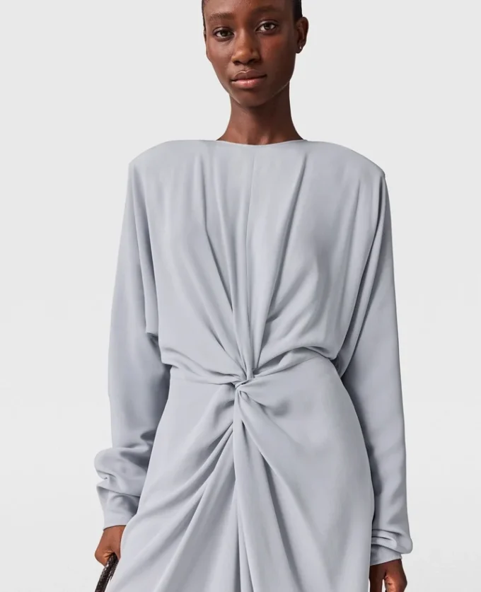 Twist-Front Long-Sleeved Midi Dress Twist-Front Long-Sleeved Midi Dress