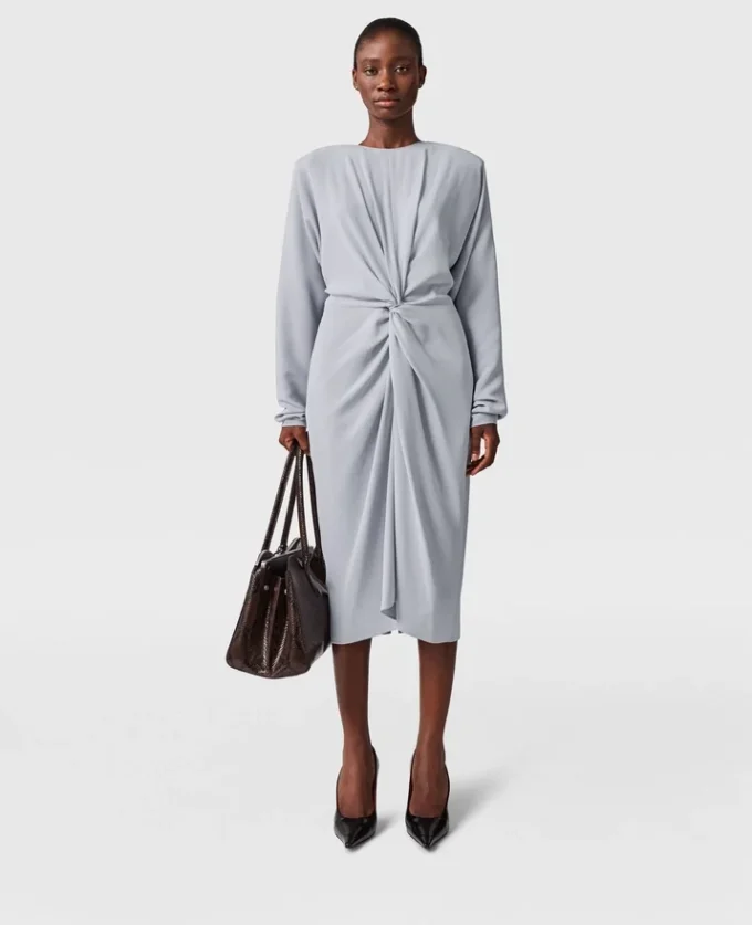 Twist-Front Long-Sleeved Midi Dress Twist-Front Long-Sleeved Midi Dress