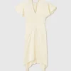 V-Neck Short-Sleeve Satin Midi Dress V-Neck Short-Sleeve Satin Midi Dress