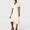 V-Neck Short-Sleeve Satin Midi Dress V-Neck Short-Sleeve Satin Midi Dress