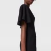 V-Neck Short-Sleeve Satin Midi Dress V-Neck Short-Sleeve Satin Midi Dress