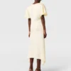 V-Neck Short-Sleeve Satin Midi Dress V-Neck Short-Sleeve Satin Midi Dress