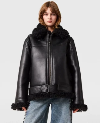 Vegan Shearling Belted Jacket
