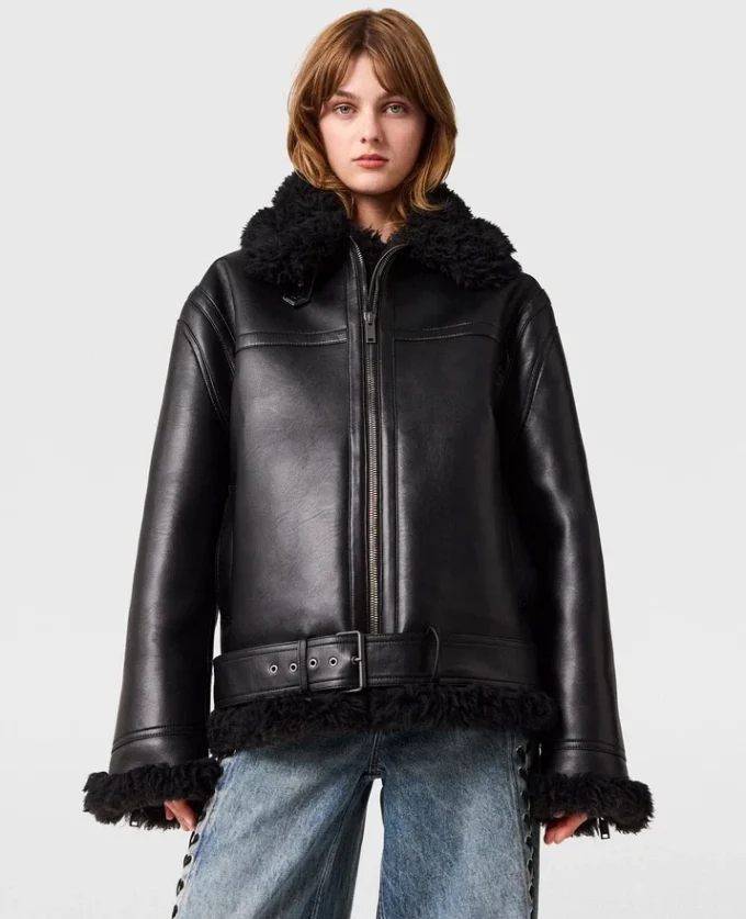 Vegan Shearling Belted Jacket Vegan Shearling Belted Jacket