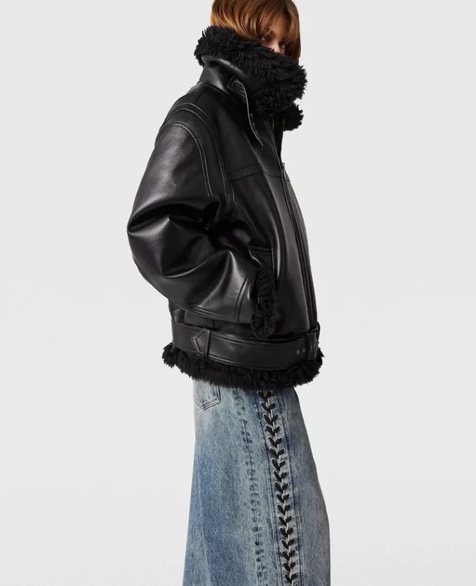 Vegan Shearling Belted Jacket Vegan Shearling Belted Jacket