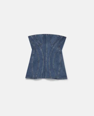 Vintage Wash Denim Bustier Top