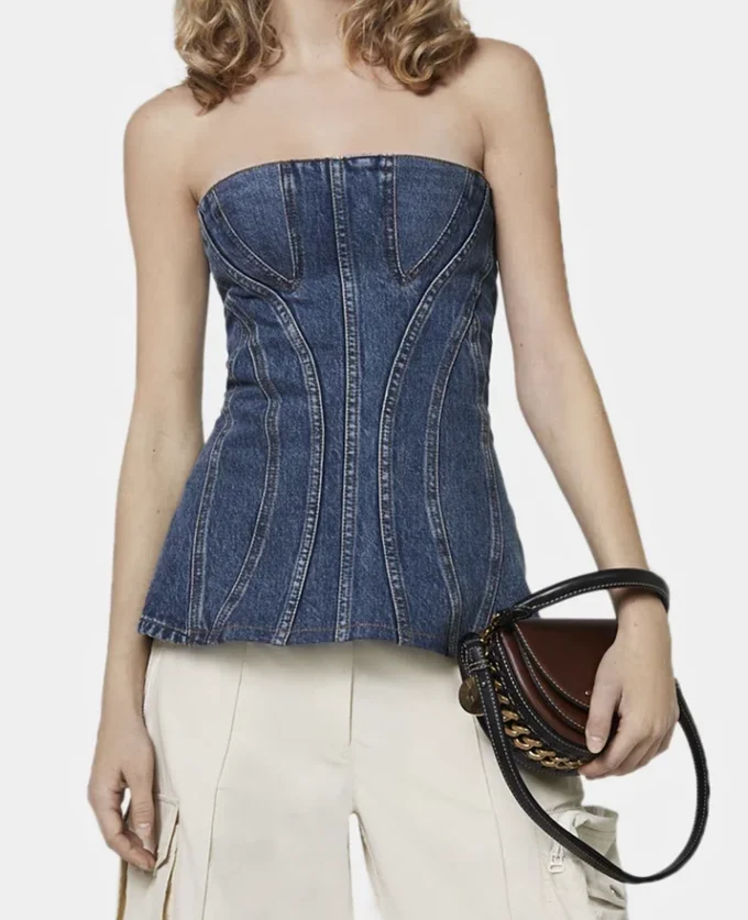 Vintage Wash Denim Bustier Top Vintage Wash Denim Bustier Top