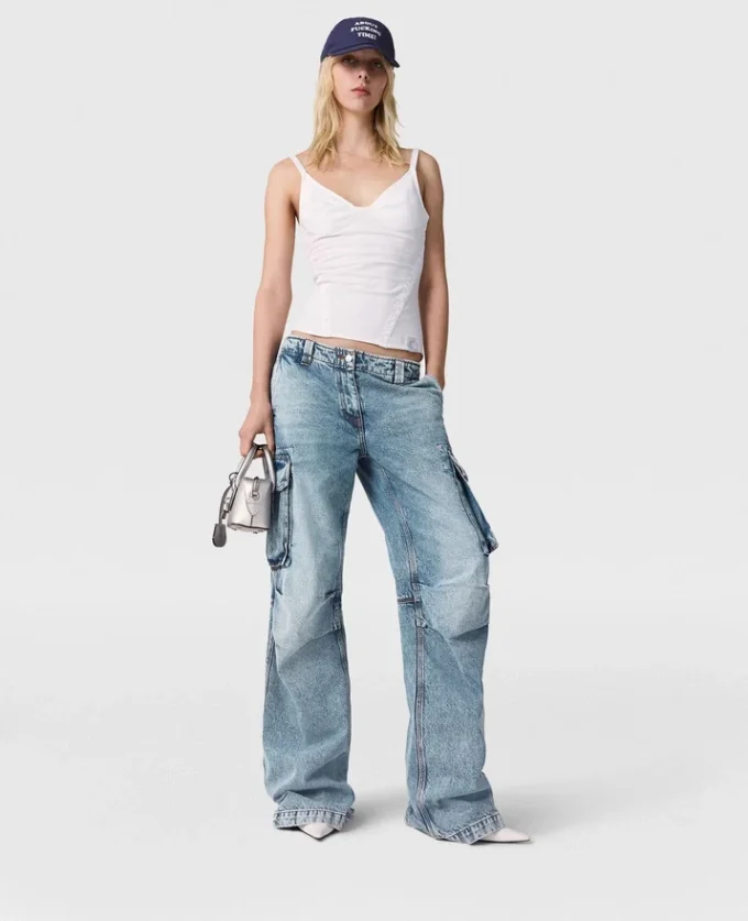 Vintage Wash Denim Cargo Jeans Vintage Wash Denim Cargo Jeans