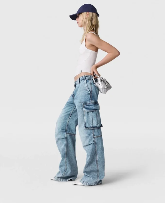 Vintage Wash Denim Cargo Jeans Vintage Wash Denim Cargo Jeans