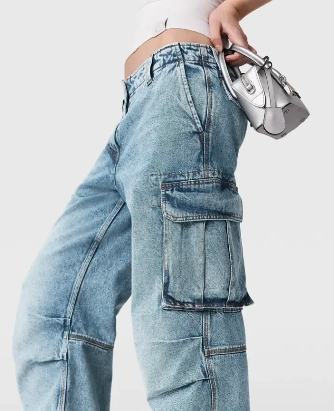 Vintage Wash Denim Cargo Jeans Vintage Wash Denim Cargo Jeans