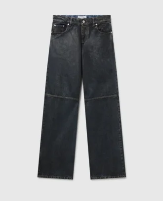 Waxed-Finish Straight-Leg Denim Jeans