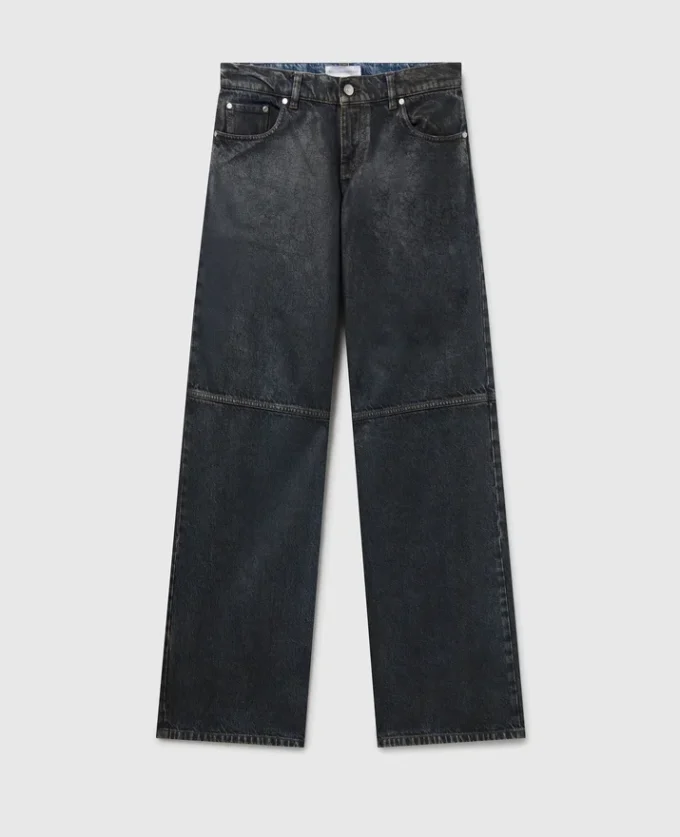 Waxed-Finish Straight-Leg Denim Jeans Waxed-Finish Straight-Leg Denim Jeans