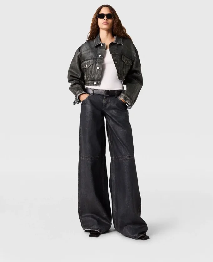Aged Paneled Cropped Denim Jacket Aged Paneled Cropped Denim Jacket