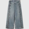 Wide-Leg Lace-Up Denim Jeans Wide-Leg Lace-Up Denim Jeans