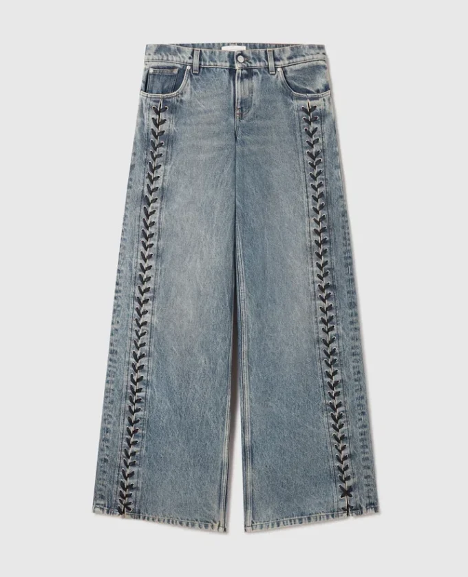 Wide-Leg Lace-Up Denim Jeans Wide-Leg Lace-Up Denim Jeans