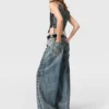 Wide-Leg Lace-Up Denim Jeans Wide-Leg Lace-Up Denim Jeans