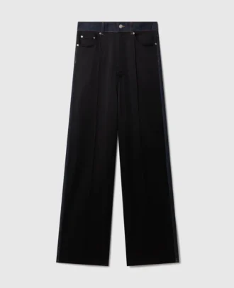Wide-Leg Satin-Panel Denim Jeans