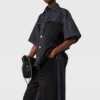 Wide-Leg Satin-Panel Denim Jeans Wide-Leg Satin-Panel Denim Jeans
