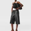 Wide-Leg Vegan Bermuda Shorts Wide-Leg Vegan Bermuda Shorts