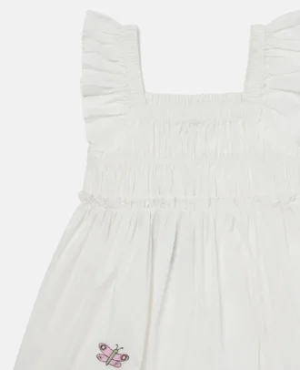 Woodland Friends Pleated Cap-Sleeve Dress