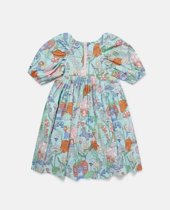 Woodland Print Pleated Short-Sleeve Dress Woodland Print Pleated Short-Sleeve Dress
