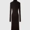 Zipper-Neck Ribbed Knit Midi Dress Zipper-Neck Ribbed Knit Midi Dress