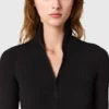 Zipper-Neck Ribbed Knit Midi Dress Zipper-Neck Ribbed Knit Midi Dress